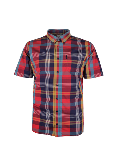 BEN SHERMAN MADRASS RED S/S SHIRT