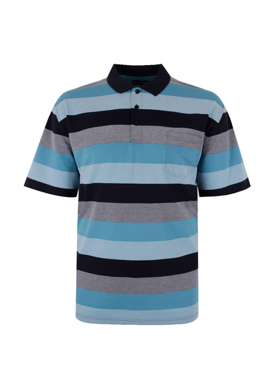 BERTINI AQUA BLOCK STRIPE POLO