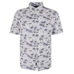 GAZMAN NAVY PALM LINEN BLEND S/S SHIRT-new arrivals-BIGMENSCLOTHING.CO.NZ