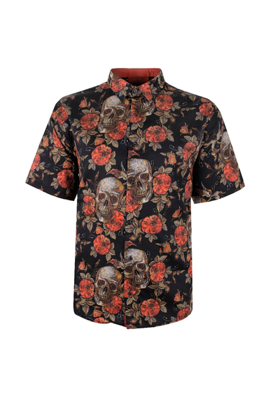 KAM ORANGE DARK SKULLS S/S SHIRT